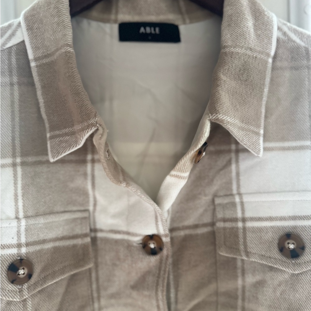 NWT Able Stylish Beige Plaid Jacket retail $110